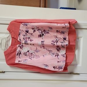 Coral and pink blouse.